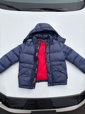 Ralph Lauren Navy Puffer Jacket with Red Lining